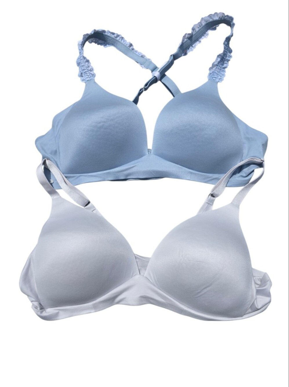 36C Aerie Wireless Bra Bundle | Light Blue & White Seamless Comfort Bras